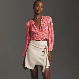By Anthropologie Long-Sleeve Femme Ruched Cropped Top
